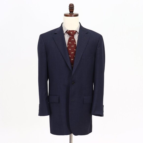 Brooks Brothers 40L Navy Check Two Button Wool Sport Coat Blazer Jacket … - Picture 1 of 11